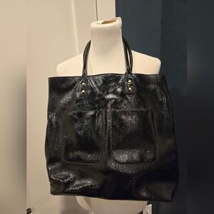 Black leather J. Crew bag